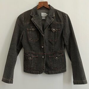 Calvin Klein Vintage Gray Black Y2K Long Sleeved Slim Fit Blazer